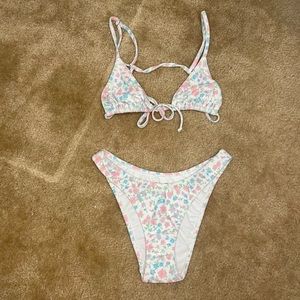 LA Hearts by Pacsun Floral Tess Tie Front Triangle Bikini